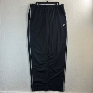 Y2K Nike Track Pants Men L Black White Baggy Ankle Zip Sweatpants Loose Vintage